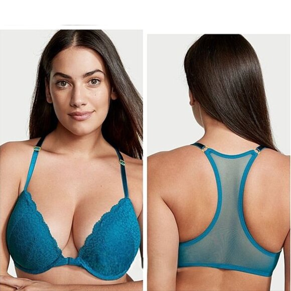 *NEW* Victoria's‎ Secret Blue Sapphire Sexy Tee Push-Up Racerback Bra 34DD NWT - Picture 2 of 15